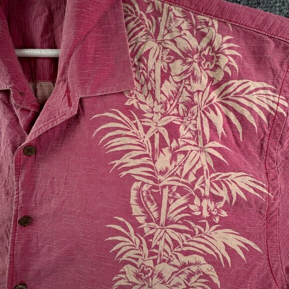 Tommy Bahama Silk Button Up Shirt Short Sleeve Hawaiian Adult Pink Floral 2XL - Picture 8 of 15